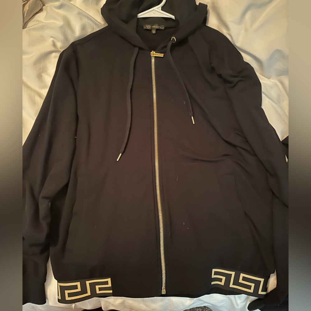 Versace Black Zip-Up Sweater & Pants Set